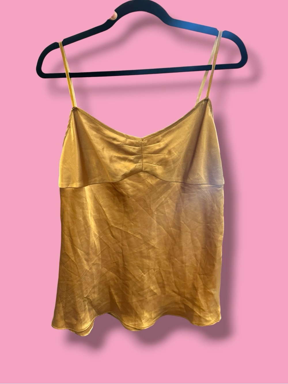 Apostrophe Gold Satin Spaghetti Strap Camisole